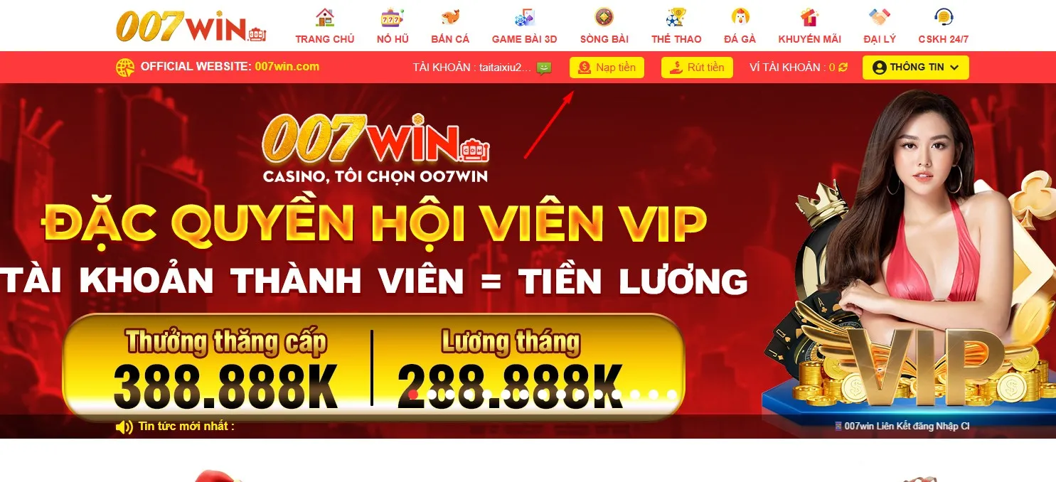 nạp tiền 0007win